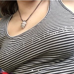 Calvin Klein striped rhinestone tank logo